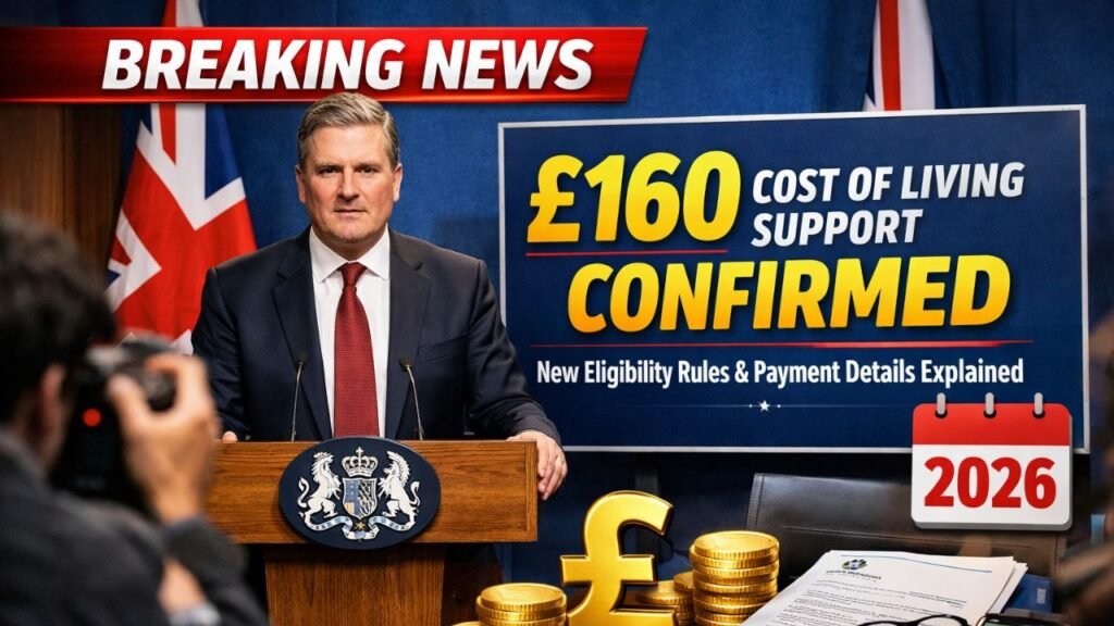 £160 Cost of Living Support Confirmed by UK Government – New Eligibility Rules and Payment Details Explained